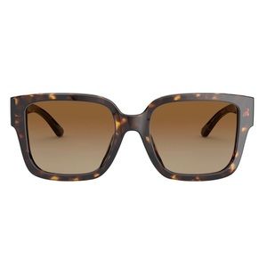 TORY BURCH 53mm Polarized Gradient Square Sunglasses DARK TORT/ BROWN NWT
